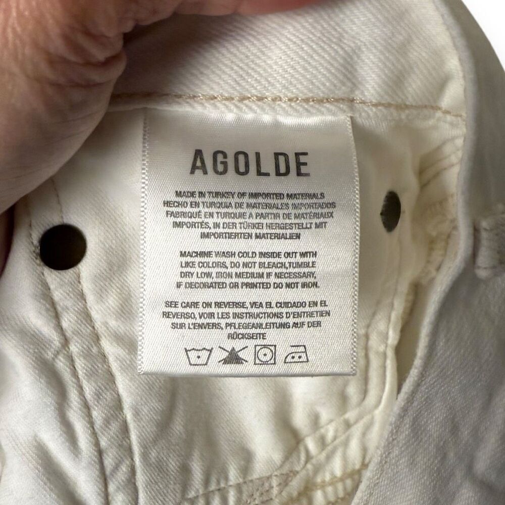 Agolde Parker Distressed White Raw Hem Denim Shorts 30 - Picture 7 of 9